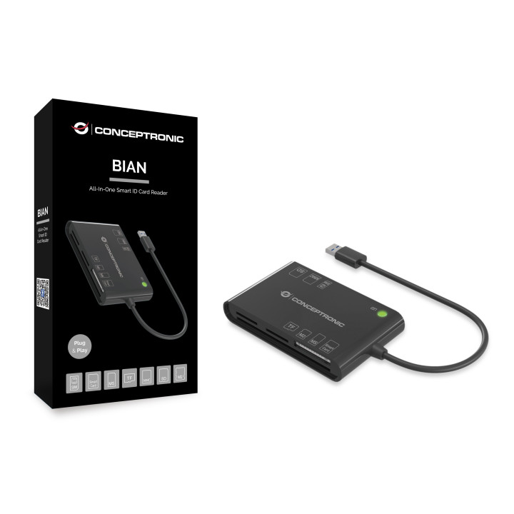 Conceptronic BIAN01B leitor de smart card Interior USB 3.2 Gen 1 (3.1 Gen 1) Preto