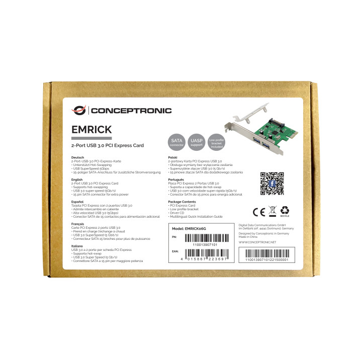 Conceptronic EMRICK06G placa adaptador de interface Interno USB 3.2 Gen 1 (3.1 Gen 1)