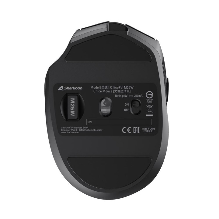 Sharkoon OfficePal M25W rato Jogos Mão direita RF Wireless + USB Type-C Ótico 4000 DPI