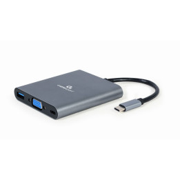 Gembird A-CM-COMBO6-01 base & duplicador de portas USB 3.2 Gen 1 (3.1 Gen 1) Type-C Cinzento