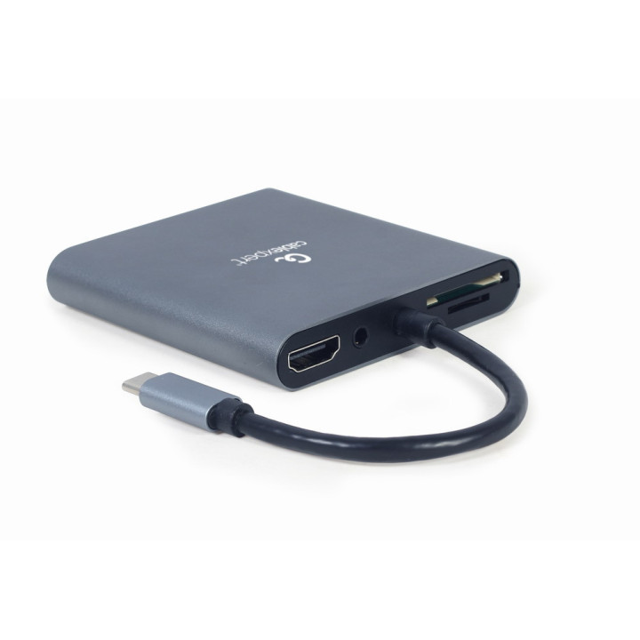 Gembird A-CM-COMBO6-01 base & duplicador de portas USB 3.2 Gen 1 (3.1 Gen 1) Type-C Cinzento
