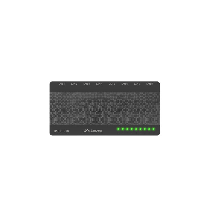 Lanberg DSP1-1008 switch de rede Não-gerido Gigabit Ethernet (10 100 1000) Preto, Cinzento