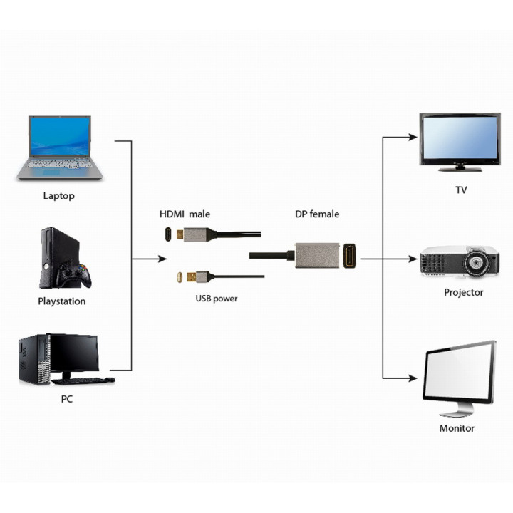 Gembird A-HDMIM-DPF-02 adaptador de cabo de vídeo 0,1 m HDMI Type A (Standard) DisplayPort Preto