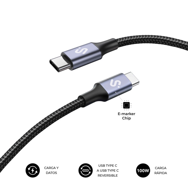 SUBBLIM SUBCAB-C10001 cabo USB USB 2.0 1 m USB C Preto