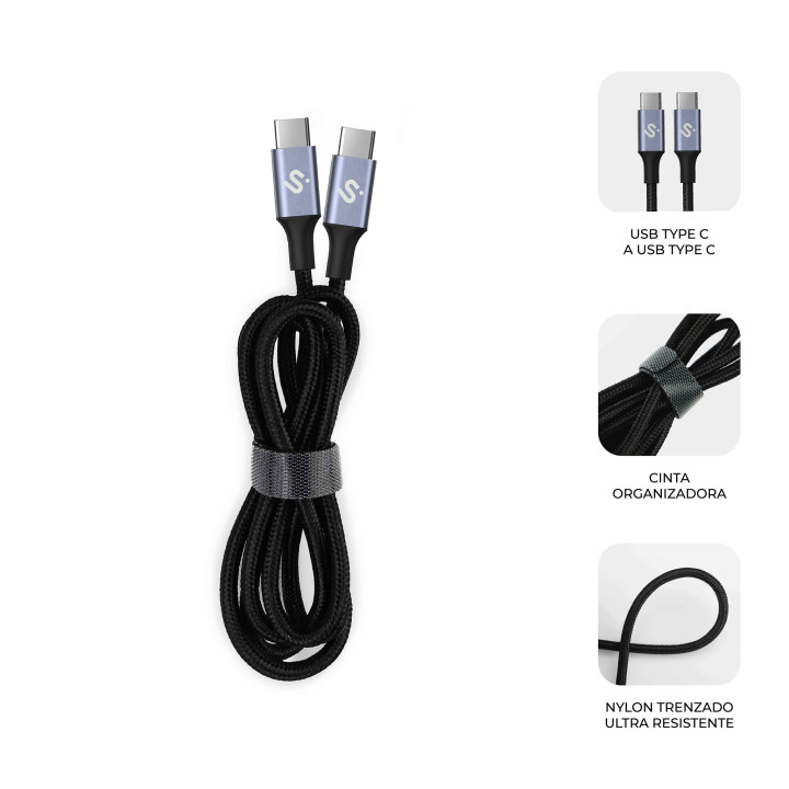 SUBBLIM SUBCAB-C10001 cabo USB USB 2.0 1 m USB C Preto