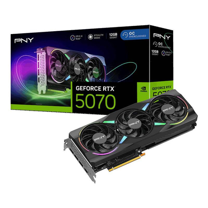 Gráfica PNY GeForce RTX 5070 EPIC-X RGB OC NVIDIA 12 GB GDDR7