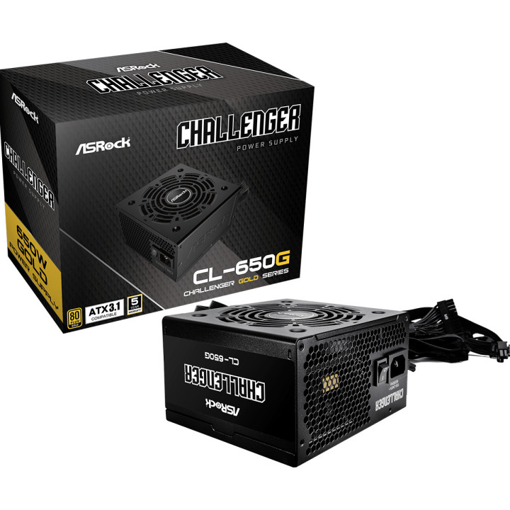 Asrock CL-650G Challenger fonte de alimentação 650 W 20+4 pin ATX ATX Preto