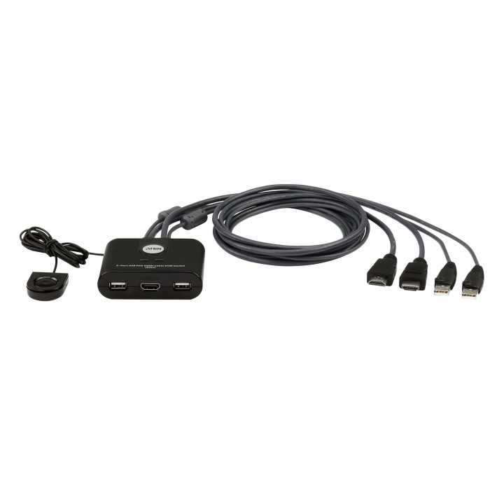 ATEN Switch KVM 2 portas cabo USB FHD HDMI