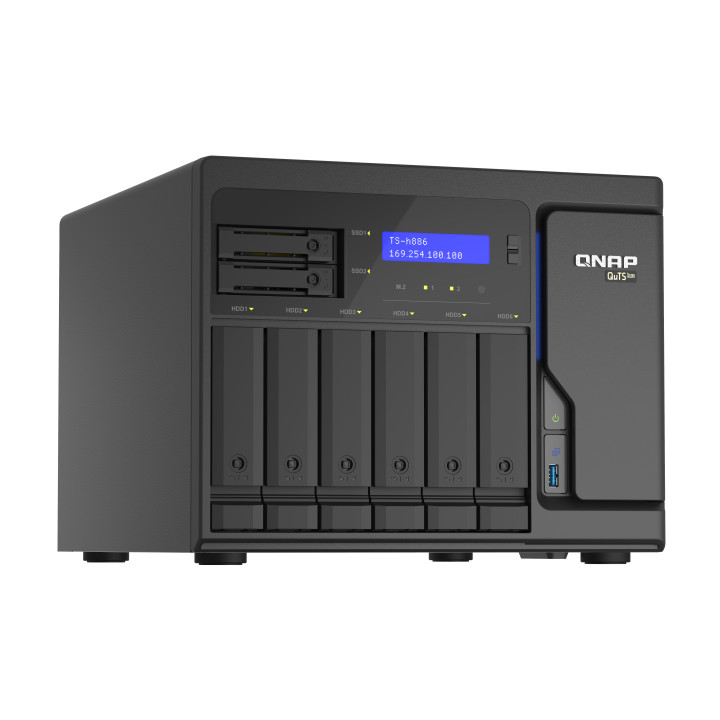 QNAP TS-h886 NAS Tower Intel® Xeon® D D-1602 8 GB DDR4 0 TB QuTS hero Preto