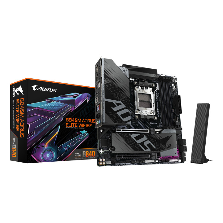 GIGABYTE B840M AORUS ELITE WIFI6E AMD B840 Ranhura AM5 micro ATX