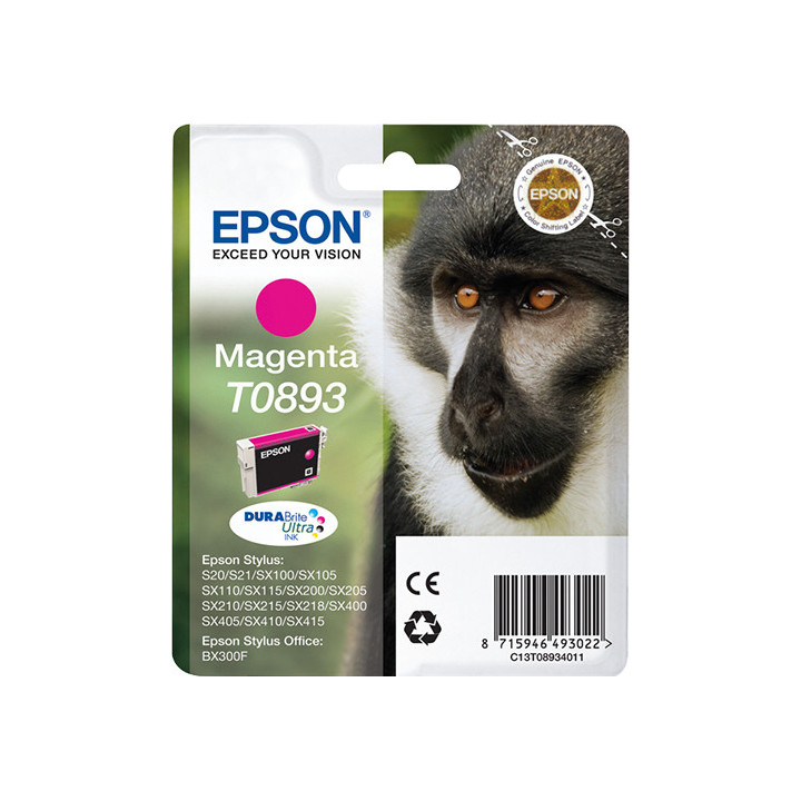 Epson Monkey Tinteiro Magenta T0893 Tinta DURABrite Ultra