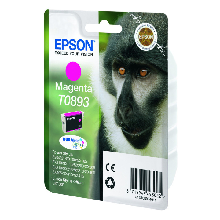 Epson Monkey Tinteiro Magenta T0893 Tinta DURABrite Ultra