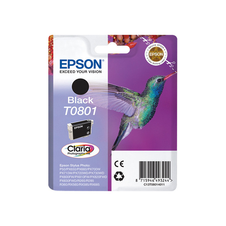 Epson Hummingbird Tinteiro Preto T0801 Tinta Claria Photographic