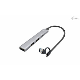 i-tec CAHUBMETALMINI4 hub de interface USB 3.2 Gen 1 (3.1 Gen 1) Type-A + Type-C 5000 Mbit s Prateado