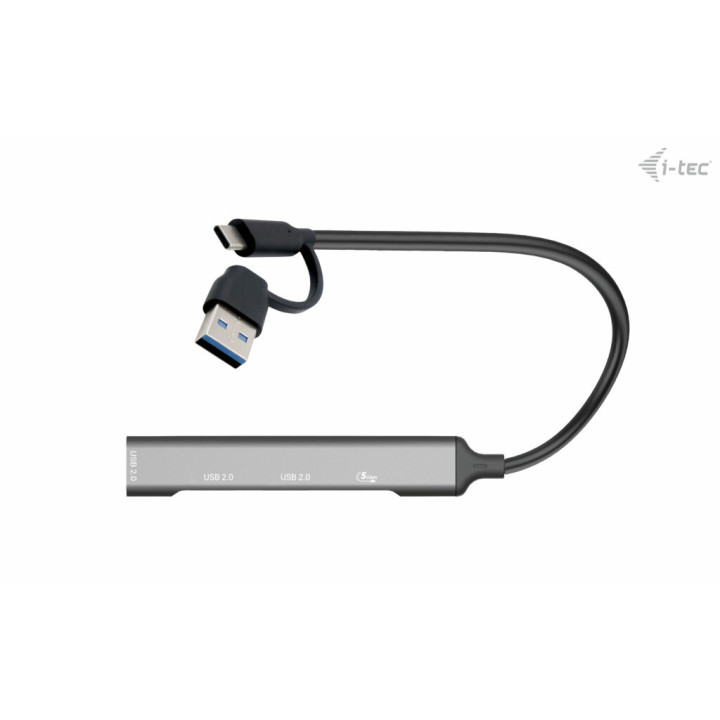 i-tec CAHUBMETALMINI4 hub de interface USB 3.2 Gen 1 (3.1 Gen 1) Type-A + Type-C 5000 Mbit s Prateado