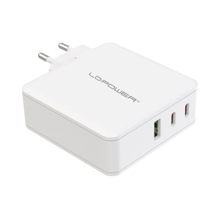 LC-Power LC-GAN-100 carregador de dispositivos móveis Universal Branco AC Carregamento rápido Interior