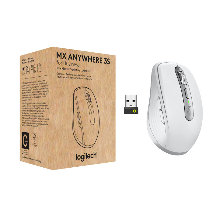 Logitech MX Anywhere 3S for Business rato Escritório Mão direita RF Wireless + Bluetooth Laser 8000 DPI