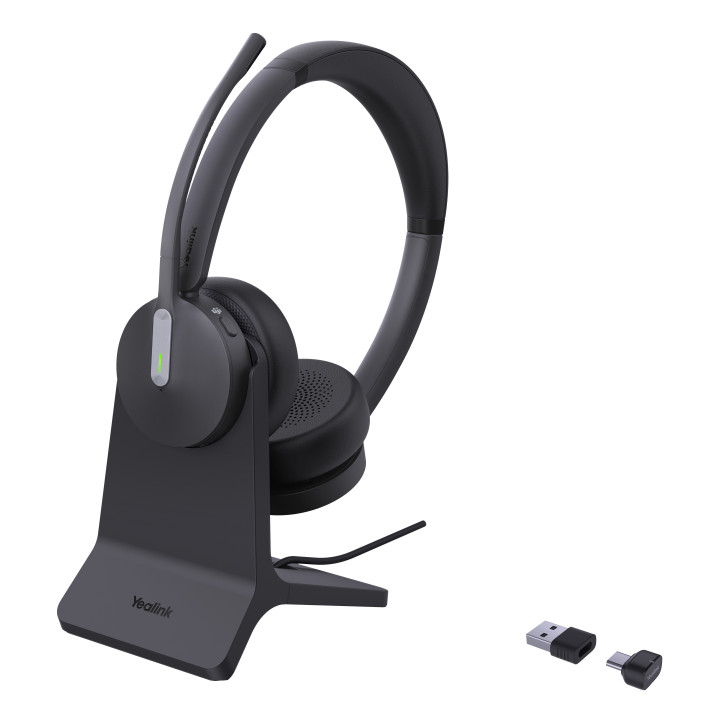 Yealink BH70 Dual with Stand Teams Auscultadores Sem fios Fita de cabeça Escritório Call center USB Type-A Bluetooth Suporte de