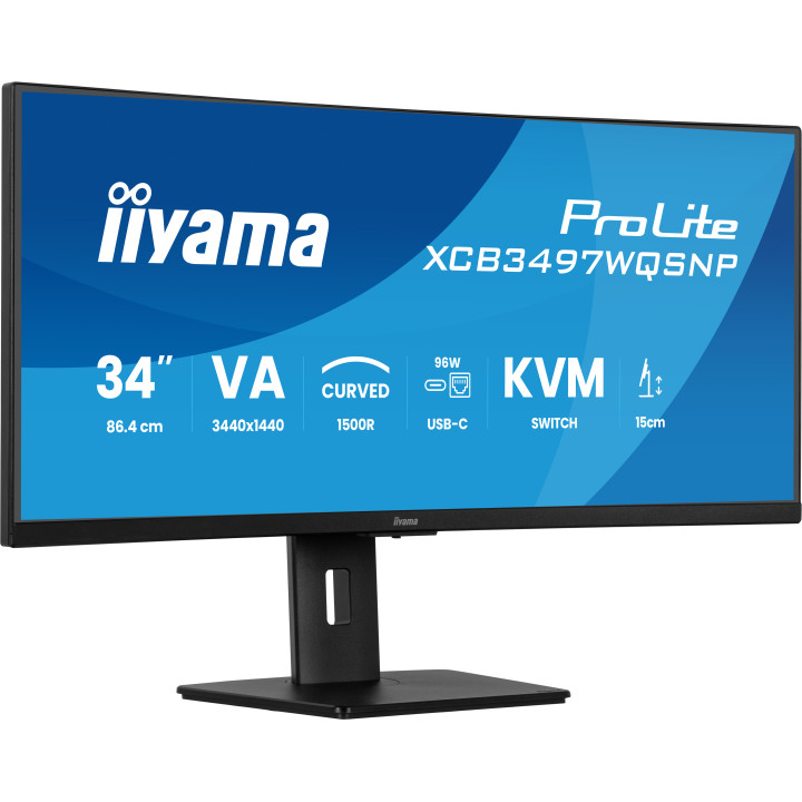 iiyama ProLite XCB3497WQSNP-B1 monitor de ecrã 86,4 cm (34") 3440 x 1440 pixels UltraWide Quad HD LED Preto