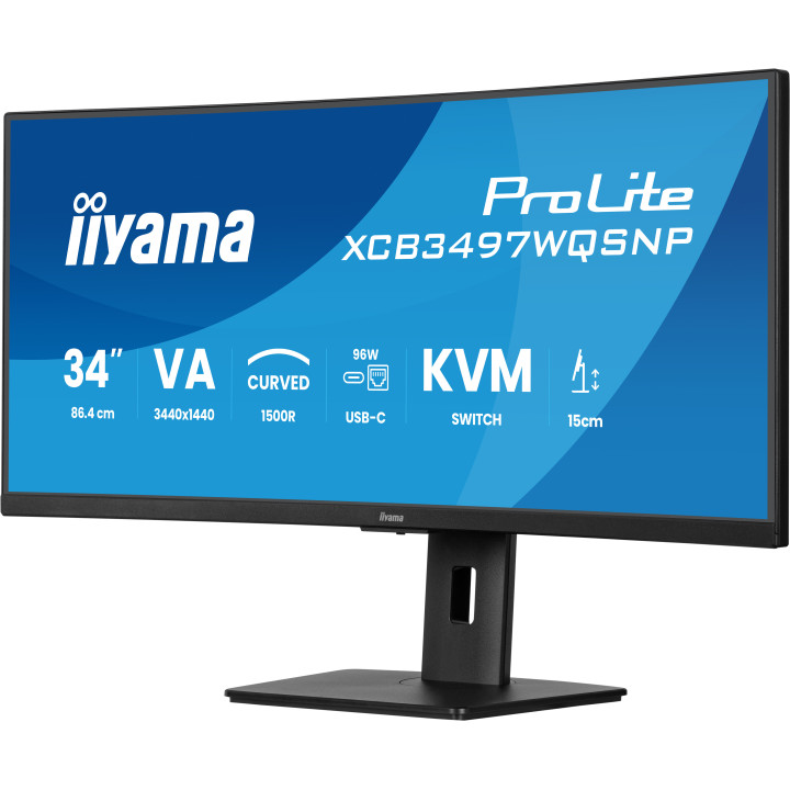 iiyama ProLite XCB3497WQSNP-B1 monitor de ecrã 86,4 cm (34") 3440 x 1440 pixels UltraWide Quad HD LED Preto