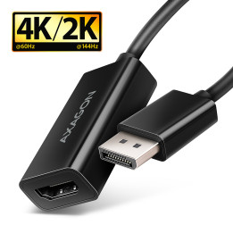 Axagon RVD-HI20N adaptador de cabo de vídeo 0,15 m DisplayPort HDMI Preto