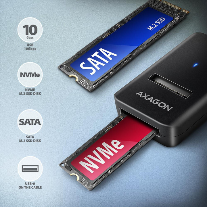 Adaptador AXAGON ADM2-AM USB-A 3.2 Gen2 - 1x NVMe/SATA SDD
