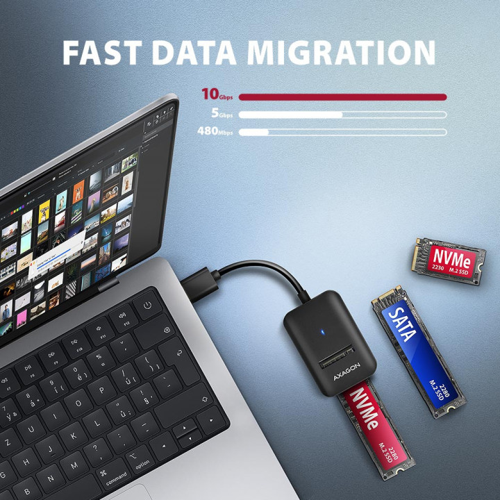Adaptador AXAGON ADM2-AM USB-A 3.2 Gen2 - 1x NVMe/SATA SDD