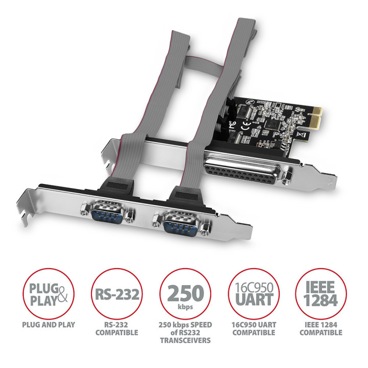 Adaptador PCIe AXAGON PCEA-PSN com 1x Porta Paralela + 2x Porta Série - ASIX AX99100