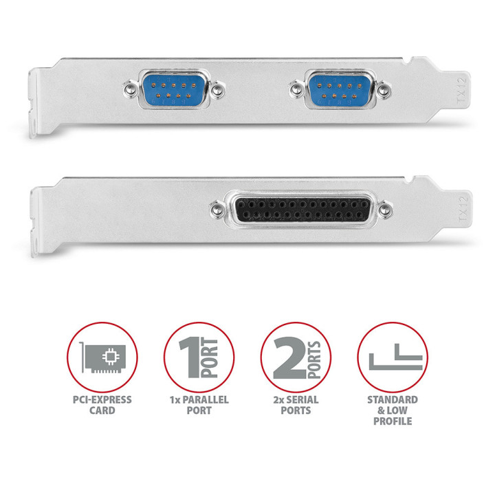 Adaptador PCIe AXAGON PCEA-PSN com 1x Porta Paralela + 2x Porta Série - ASIX AX99100