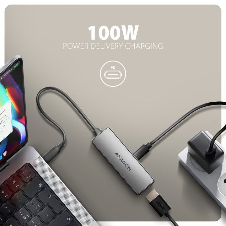Cabo AXAGON RVC-HI8KPD p/ HDMI 2.1 adapter 8K/60Hz 4K/144Hz Aluminum, 1,8m
