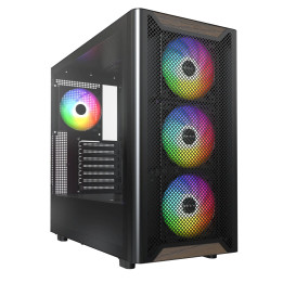 Caixa ATX Montech XR RGB Vidro Temperado Preto/Madeira