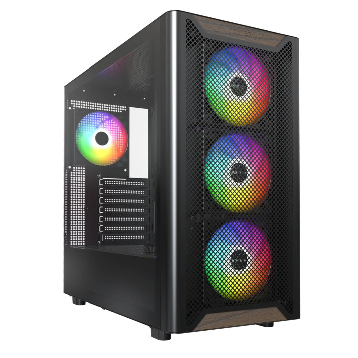 Caixa ATX Montech XR RGB Vidro Temperado Preto/Madeira