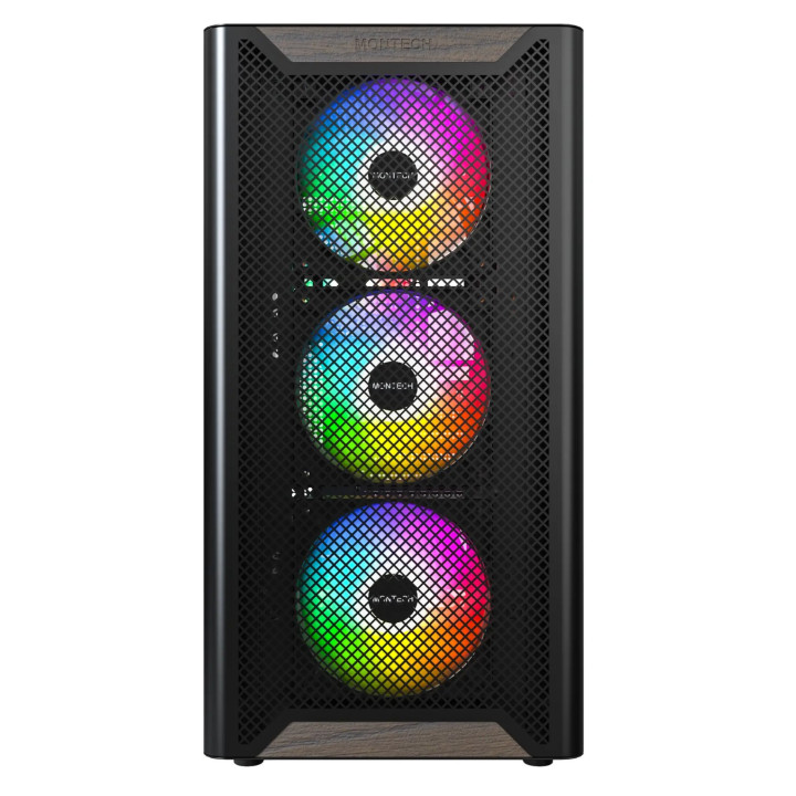 Caixa ATX Montech XR RGB Vidro Temperado Preto/Madeira
