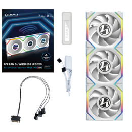 Lian Li UNI FAN SL Wireless LCD 120 Caixa de computador Ventoinha 12 cm Branco 3 unidade(s)