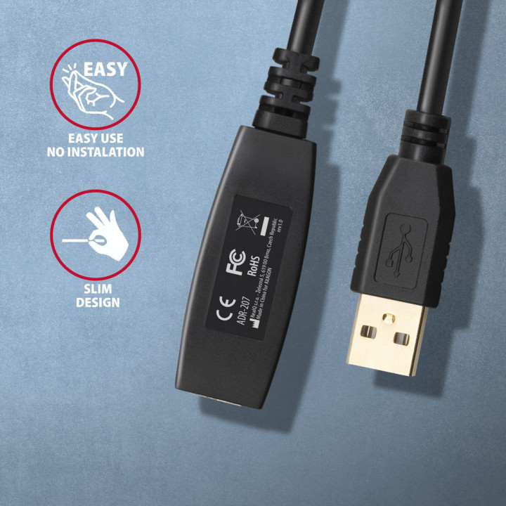 Axagon ADR-207 cabo USB USB 2.0 7,5 m USB A Preto