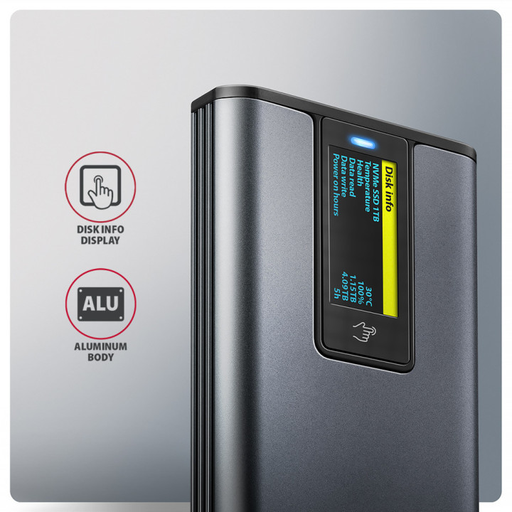 Axagon EEM2-SD2 Caixa para Discos Rígidos Compartimento SSD Cinzento M.2