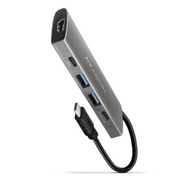 Axagon HMC-5G21 base & duplicador de portas Com fios USB 3.2 Gen 2 (3.1 Gen 2) Type-C Cinzento