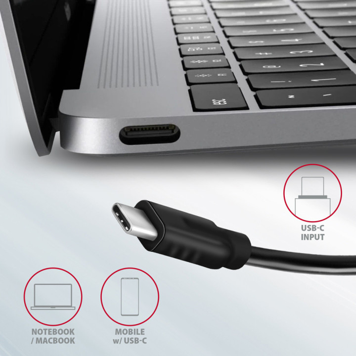 Axagon HMC-5G21 base & duplicador de portas Com fios USB 3.2 Gen 2 (3.1 Gen 2) Type-C Cinzento