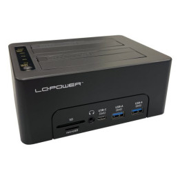 LC-Power LC-DOCK-C-MULTI-HUB Docking Station para Discos Rígidos USB 3.2 Gen 2 (3.1 Gen 2) Type-C Preto