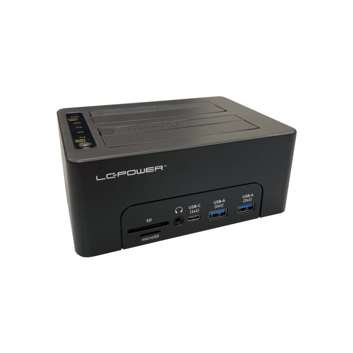 LC-Power LC-DOCK-C-MULTI-HUB Docking Station para Discos Rígidos USB 3.2 Gen 2 (3.1 Gen 2) Type-C Preto
