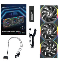 Lian Li UNI FAN SL Wireless LCD 120 Caixa de computador Ventoinha 12 cm Preto 3 unidade(s)