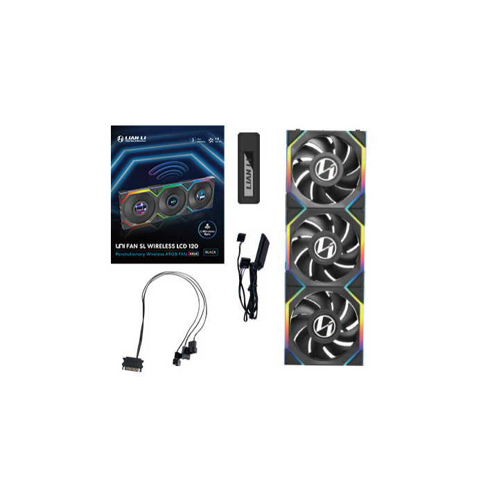 Lian Li UNI FAN SL Wireless LCD 120 Caixa de computador Ventoinha 12 cm Preto 3 unidade(s)