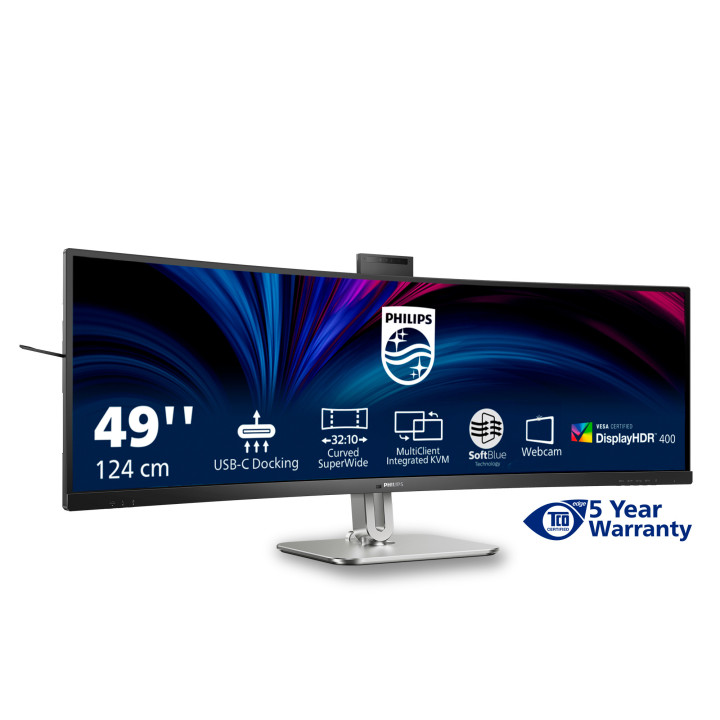 Philips 49B2U6900CH 00 monitor de ecrã 124 cm (48.8") 5120 x 1440 pixels Dual QHD LCD Preto