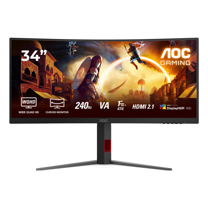 AOC G4 CU34G4Z monitor de ecrã 86,4 cm (34") 3440 x 1440 pixels Wide Quad HD LED Preto, Vermelho