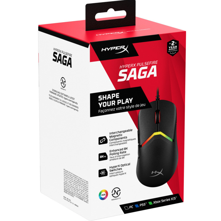 Rato de gaming HyperX Pulsefire Saga (Preto)