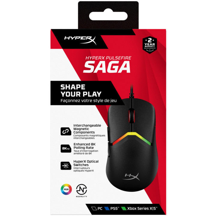 Rato de gaming HyperX Pulsefire Saga (Preto)