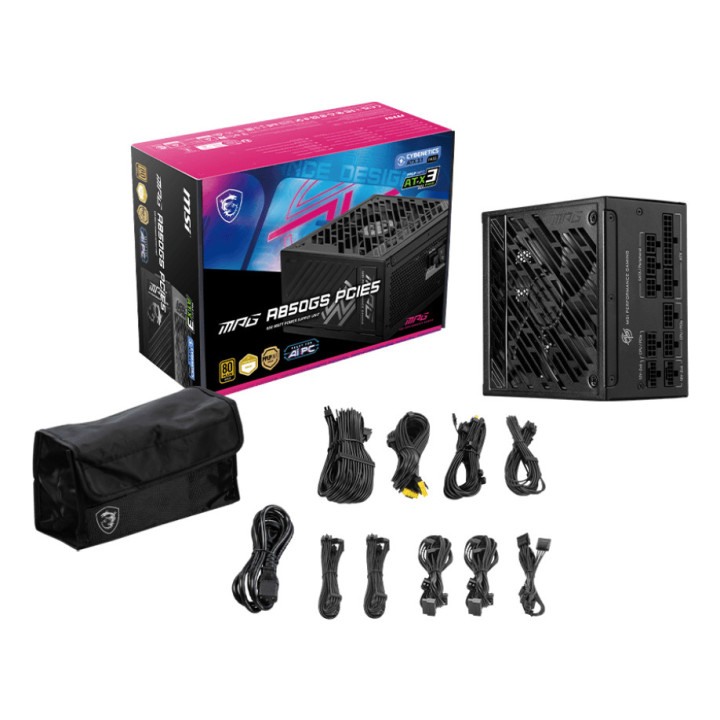 Fonte Modular MSI MPG A850GS PCIE5 850W ATX 80 PLUS Gold Preta