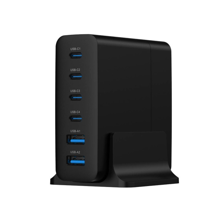 Carregador Gembird 6 portas USB 75W GaN Preto