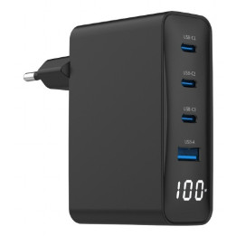 Gembird TA-UC-PDQC100LCD-01-BK carregador de dispositivos móveis Computador portátil, Smartphone Preto AC Carregamento rápido