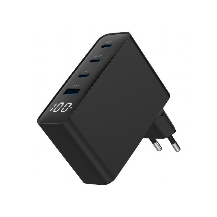 Gembird TA-UC-PDQC100LCD-01-BK carregador de dispositivos móveis Computador portátil, Smartphone Preto AC Carregamento rápido